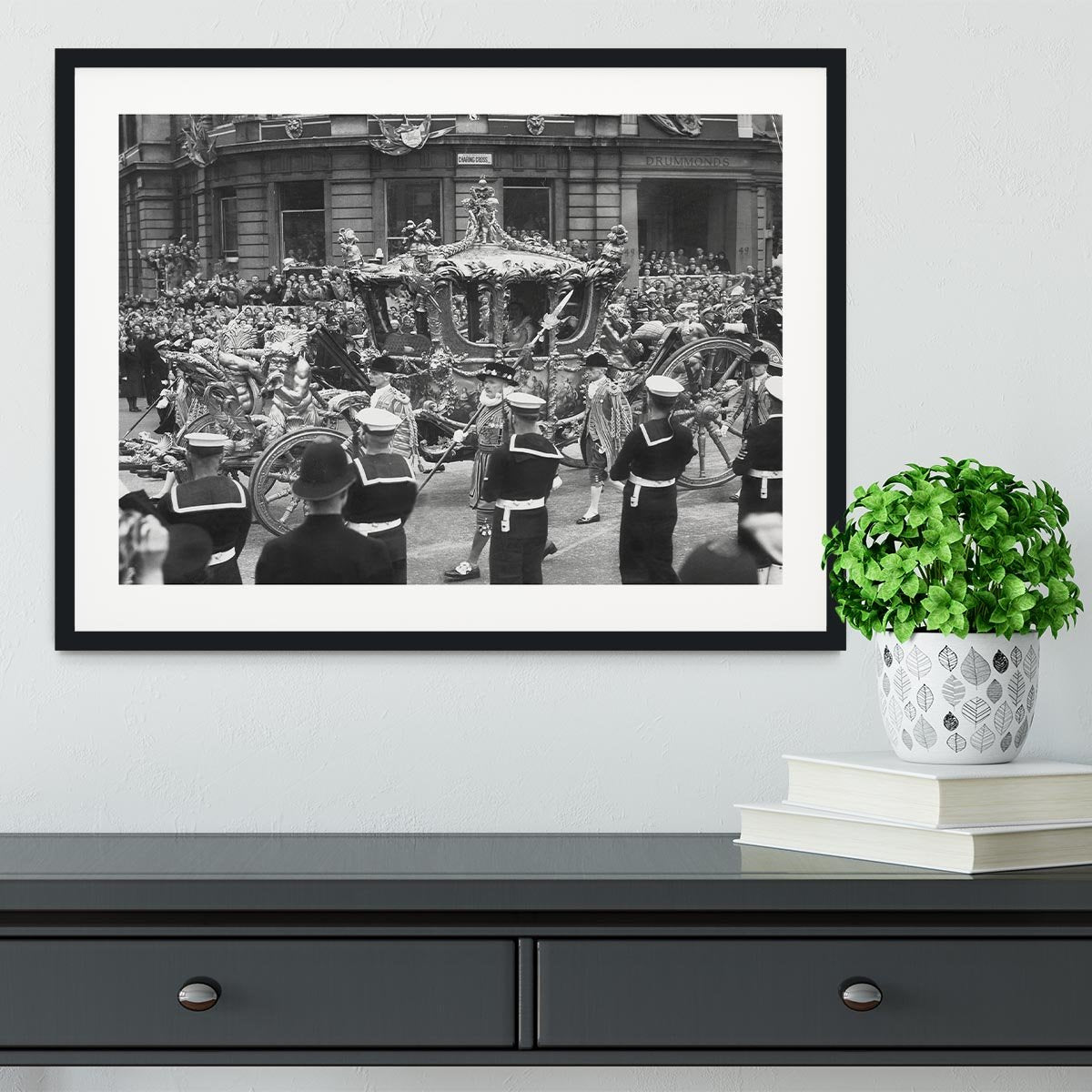 Queen Elizabeth II Coronation procession at Charing Cross Framed Print - Canvas Art Rocks - 1