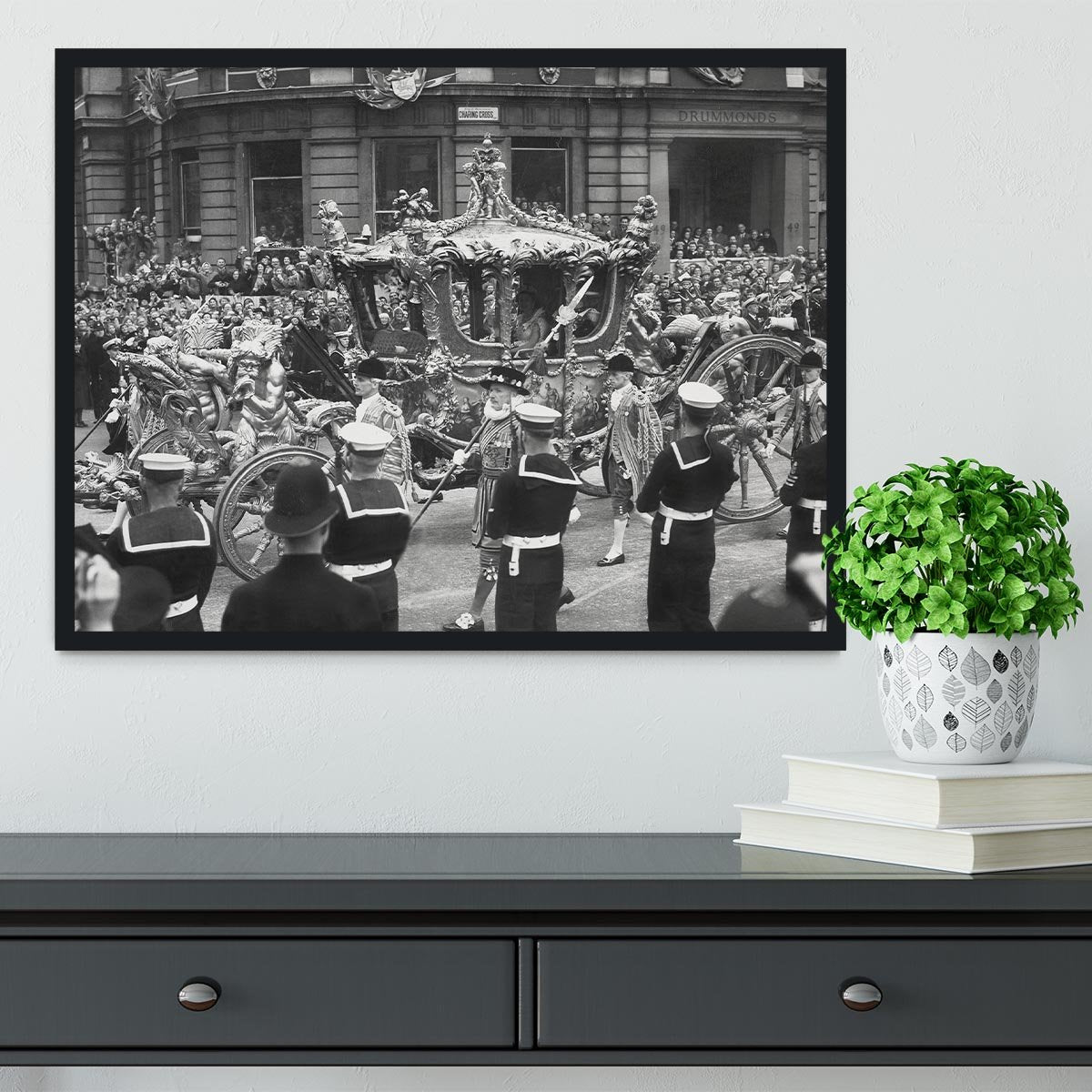 Queen Elizabeth II Coronation procession at Charing Cross Framed Print - Canvas Art Rocks - 2