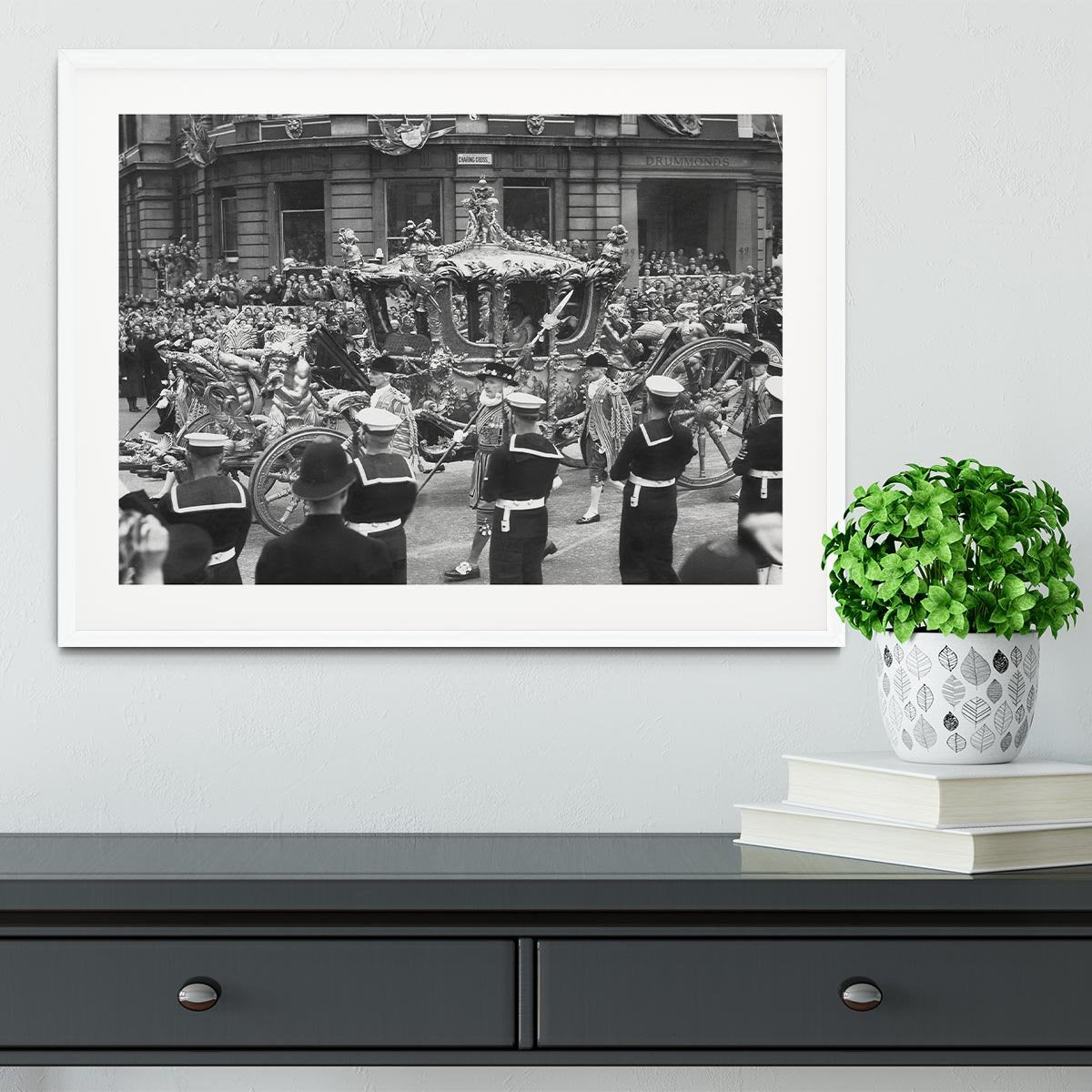 Queen Elizabeth II Coronation procession at Charing Cross Framed Print - Canvas Art Rocks - 5