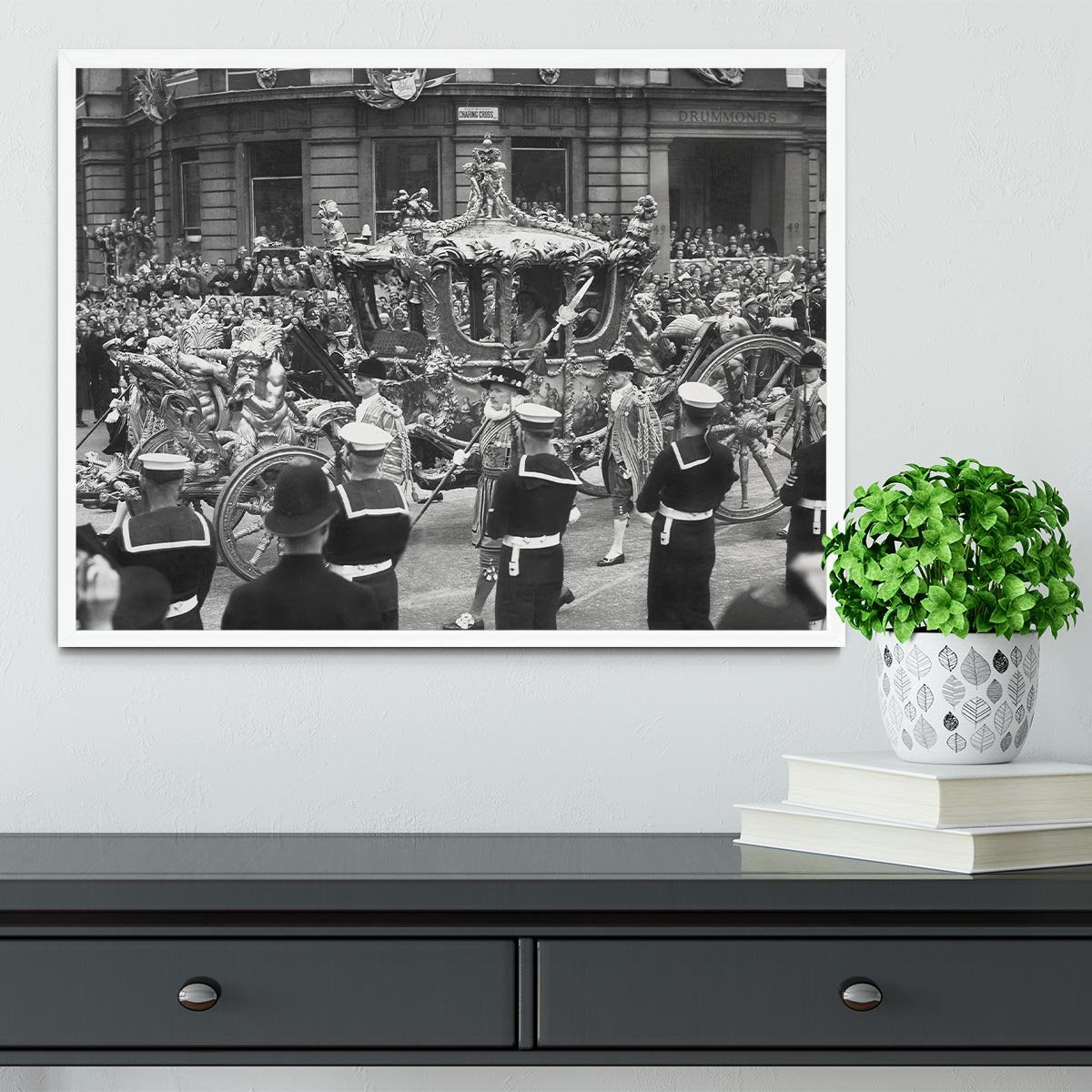 Queen Elizabeth II Coronation procession at Charing Cross Framed Print - Canvas Art Rocks -6