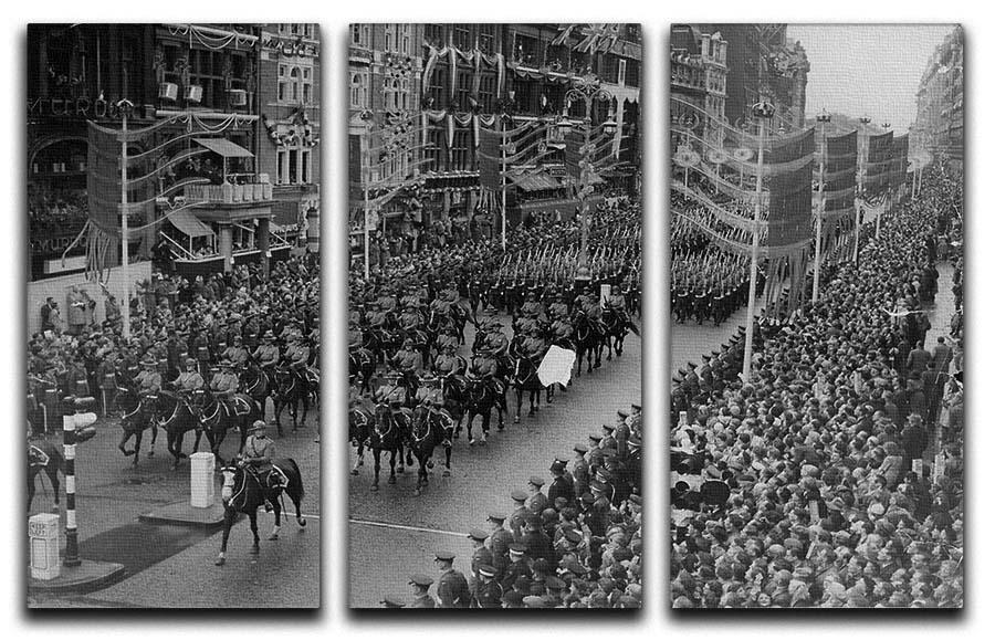 Queen Elizabeth II Coronation procession in front of Selfridges 3 Split Panel Canvas Print - Canvas Art Rocks - 1