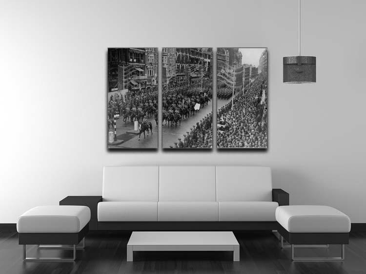 Queen Elizabeth II Coronation procession in front of Selfridges 3 Split Panel Canvas Print - Canvas Art Rocks - 3