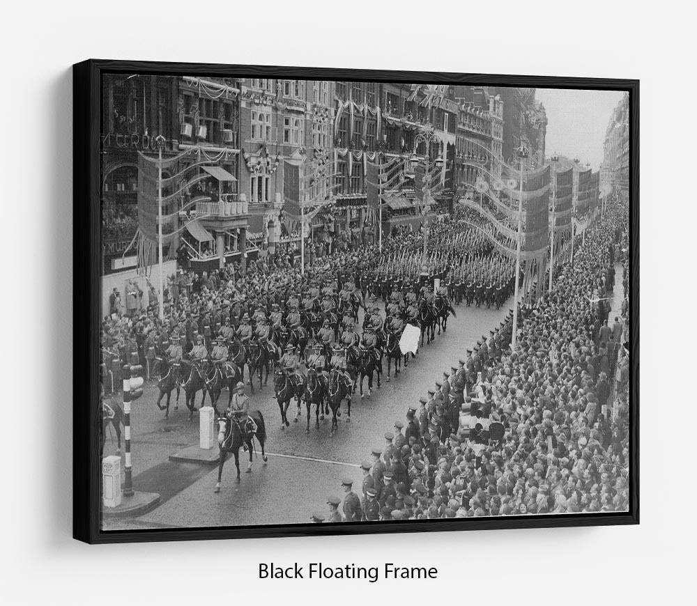 Queen Elizabeth II Coronation procession in front of Selfridges Floating Frame Canvas