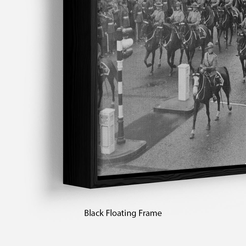Queen Elizabeth II Coronation procession in front of Selfridges Floating Frame Canvas