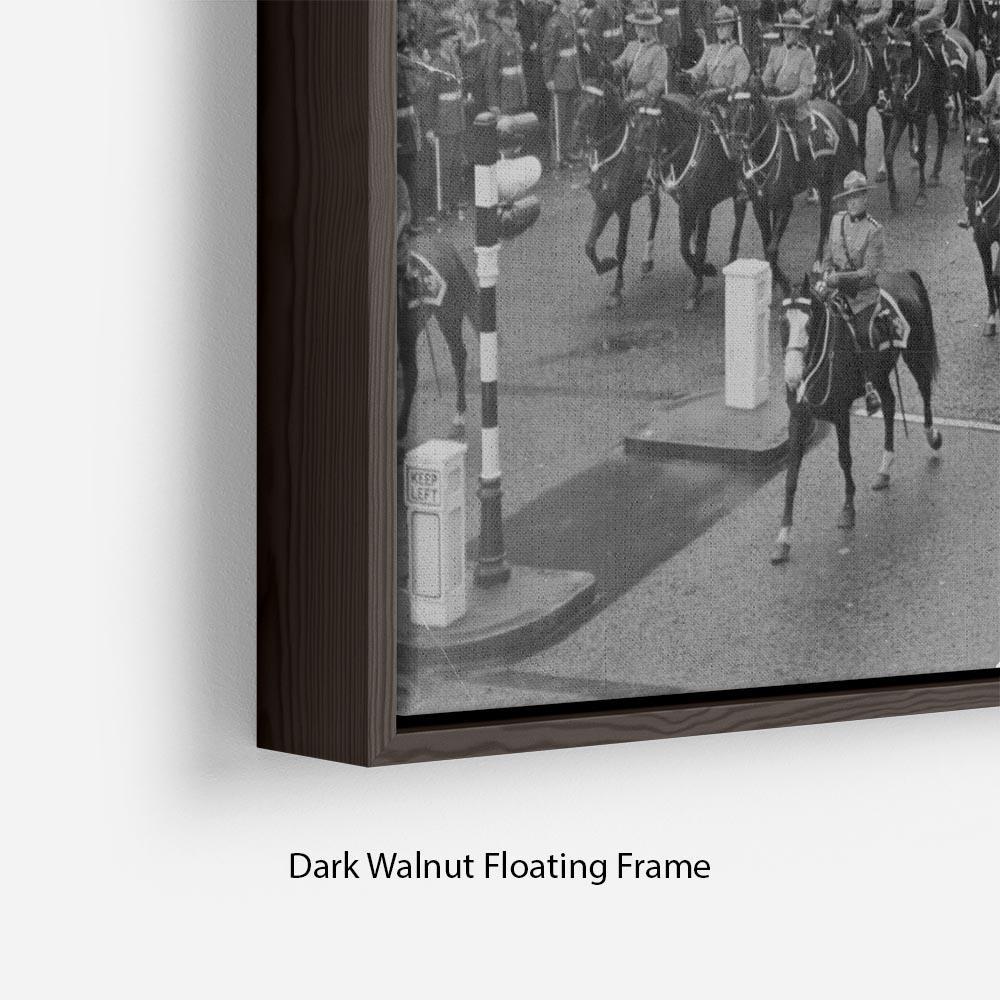 Queen Elizabeth II Coronation procession in front of Selfridges Floating Frame Canvas