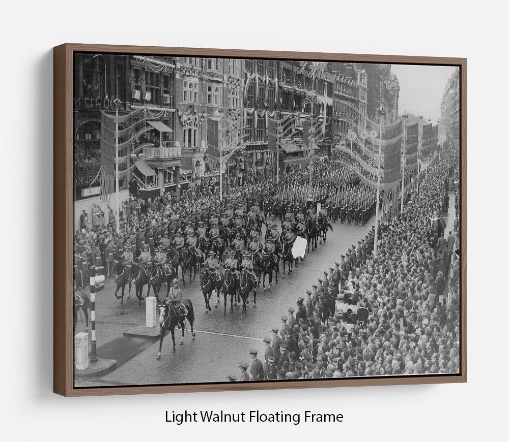 Queen Elizabeth II Coronation procession in front of Selfridges Floating Frame Canvas