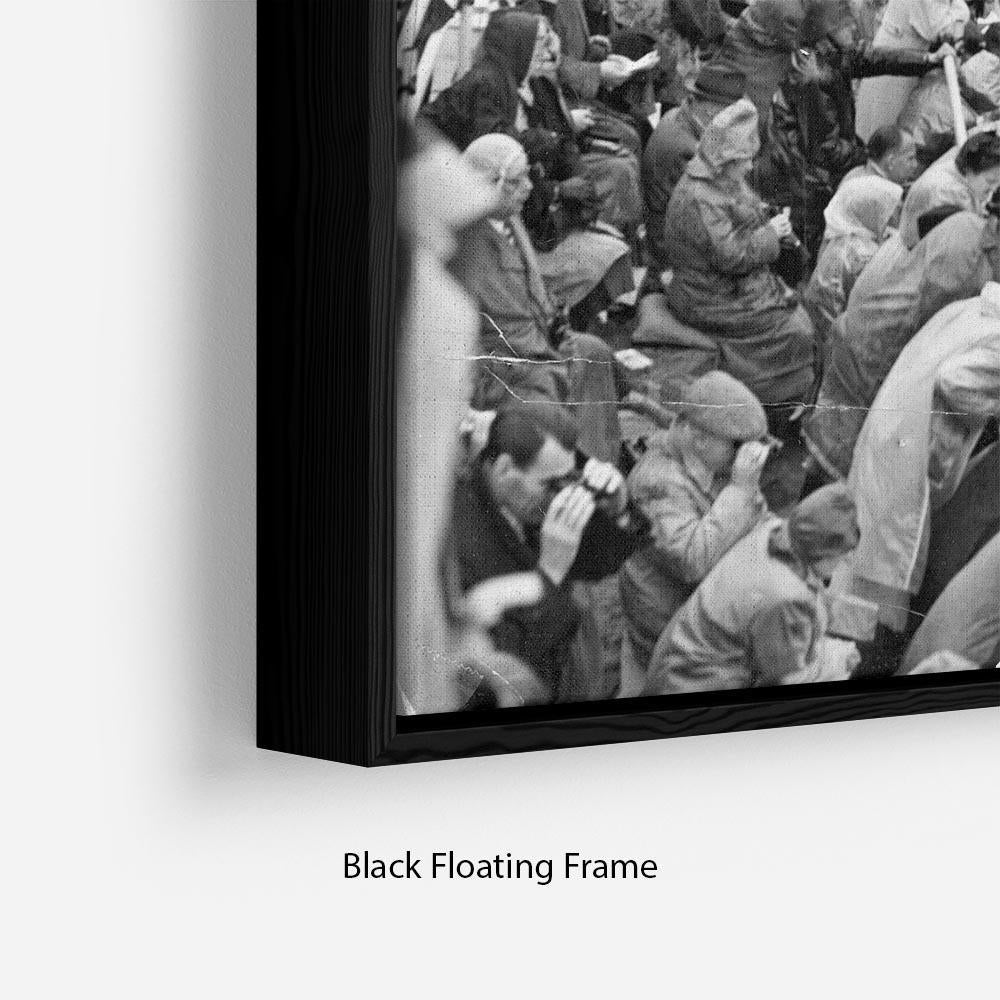 Queen Elizabeth II Coronation procession pass on Oxford Street Floating Frame Canvas