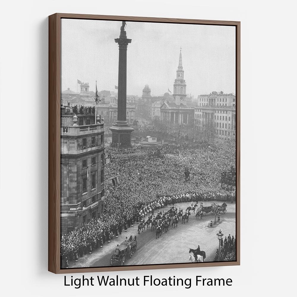Queen Elizabeth II Wedding wedding coach in Trafalgar Square Floating Frame Canvas
