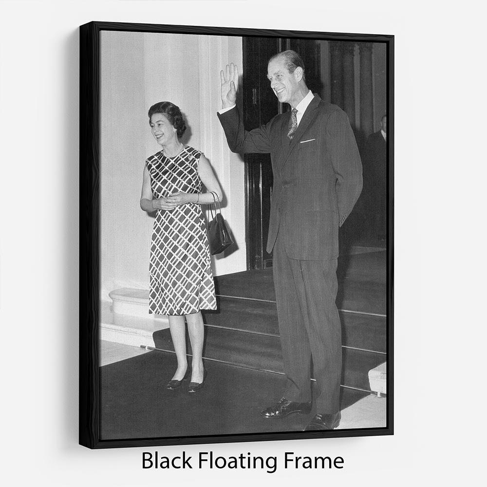 Queen Elizabeth II and Prince Philip hosting a state visit Floating Frame Canvas