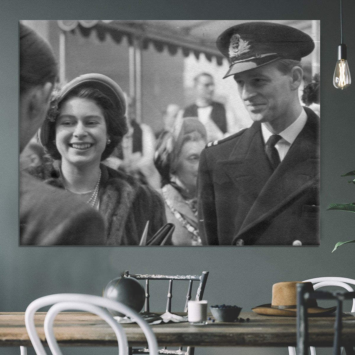 Queen Elizabeth II and Prince Philip touring as young couple Canvas Print or Poster