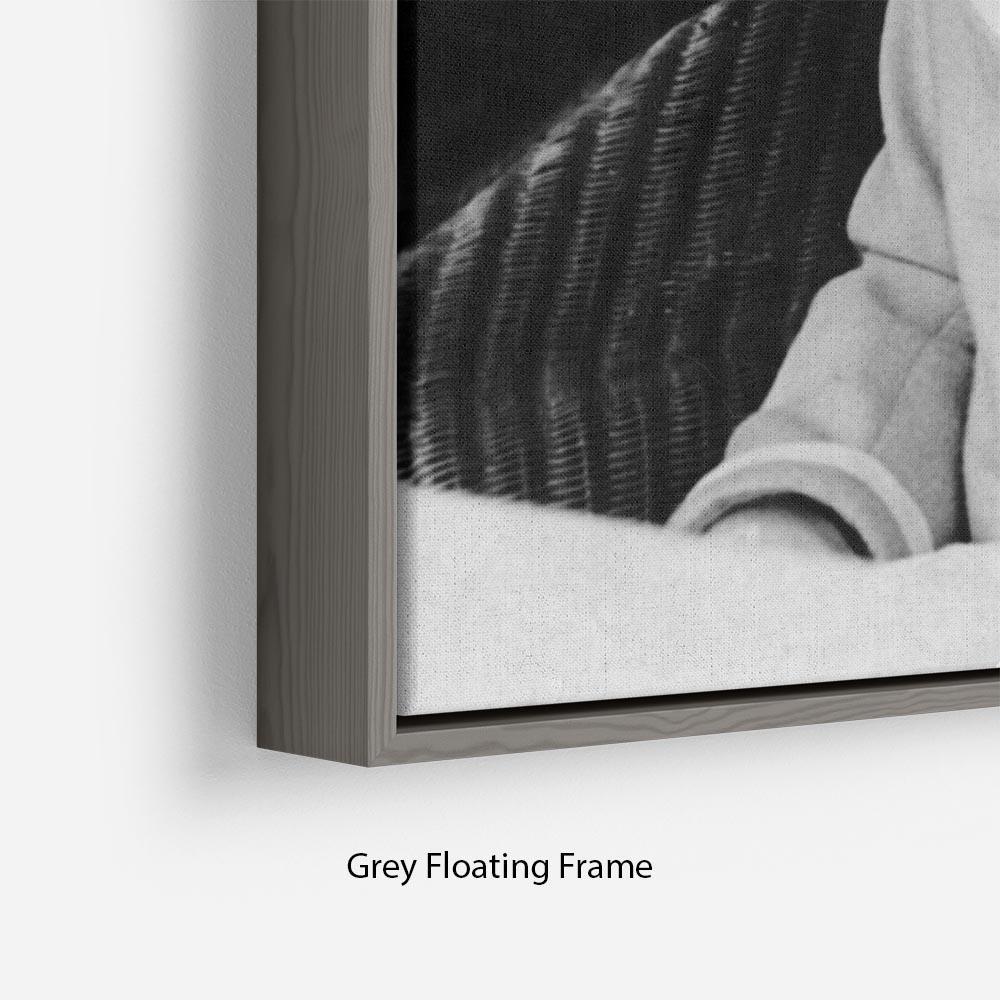 Queen Elizabeth II as a child seated in a hat Floating Frame Canvas