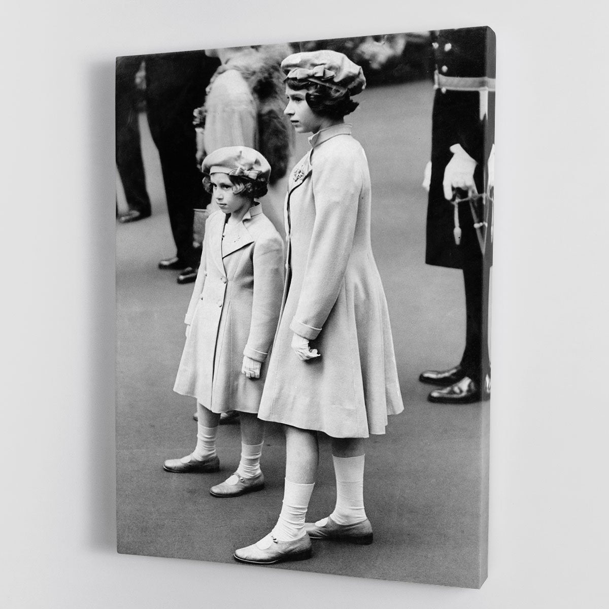 Queen Elizabeth II as a child with her sister in matched outfits Canvas Print or Poster