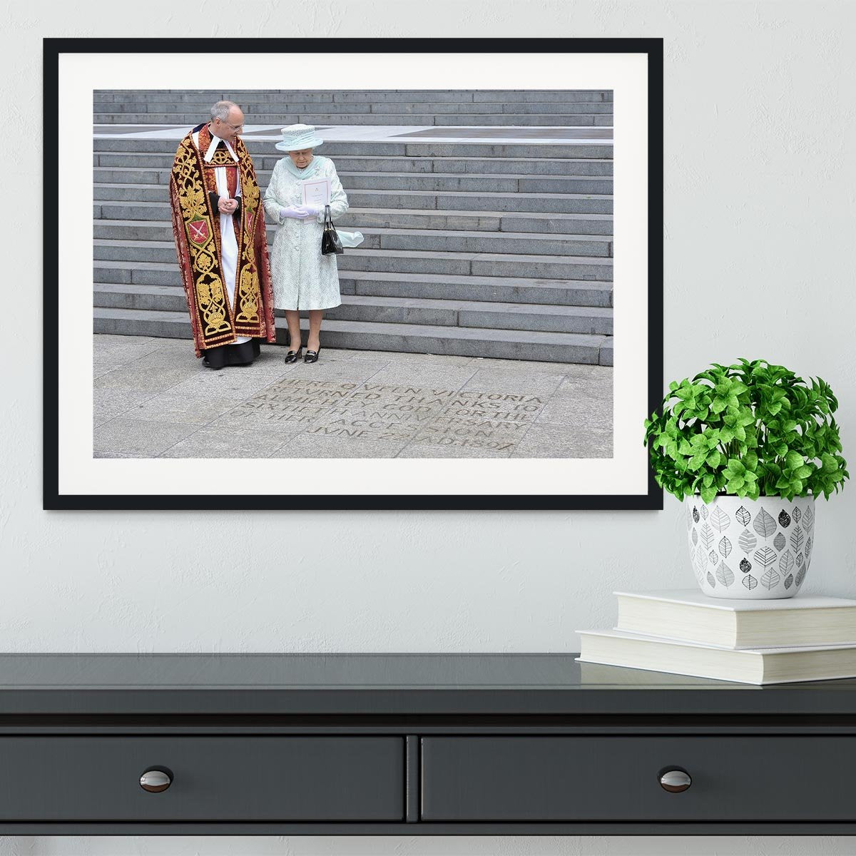 Queen Elizabeth II at her Diamond Jubilee service Framed Print - Canvas Art Rocks - 1