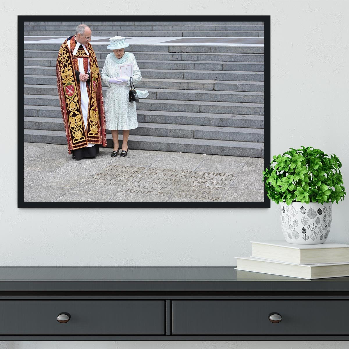 Queen Elizabeth II at her Diamond Jubilee service Framed Print - Canvas Art Rocks - 2