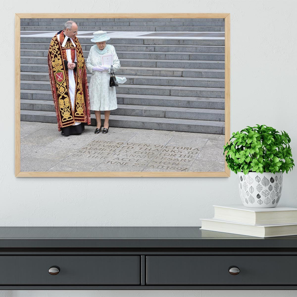 Queen Elizabeth II at her Diamond Jubilee service Framed Print - Canvas Art Rocks - 4