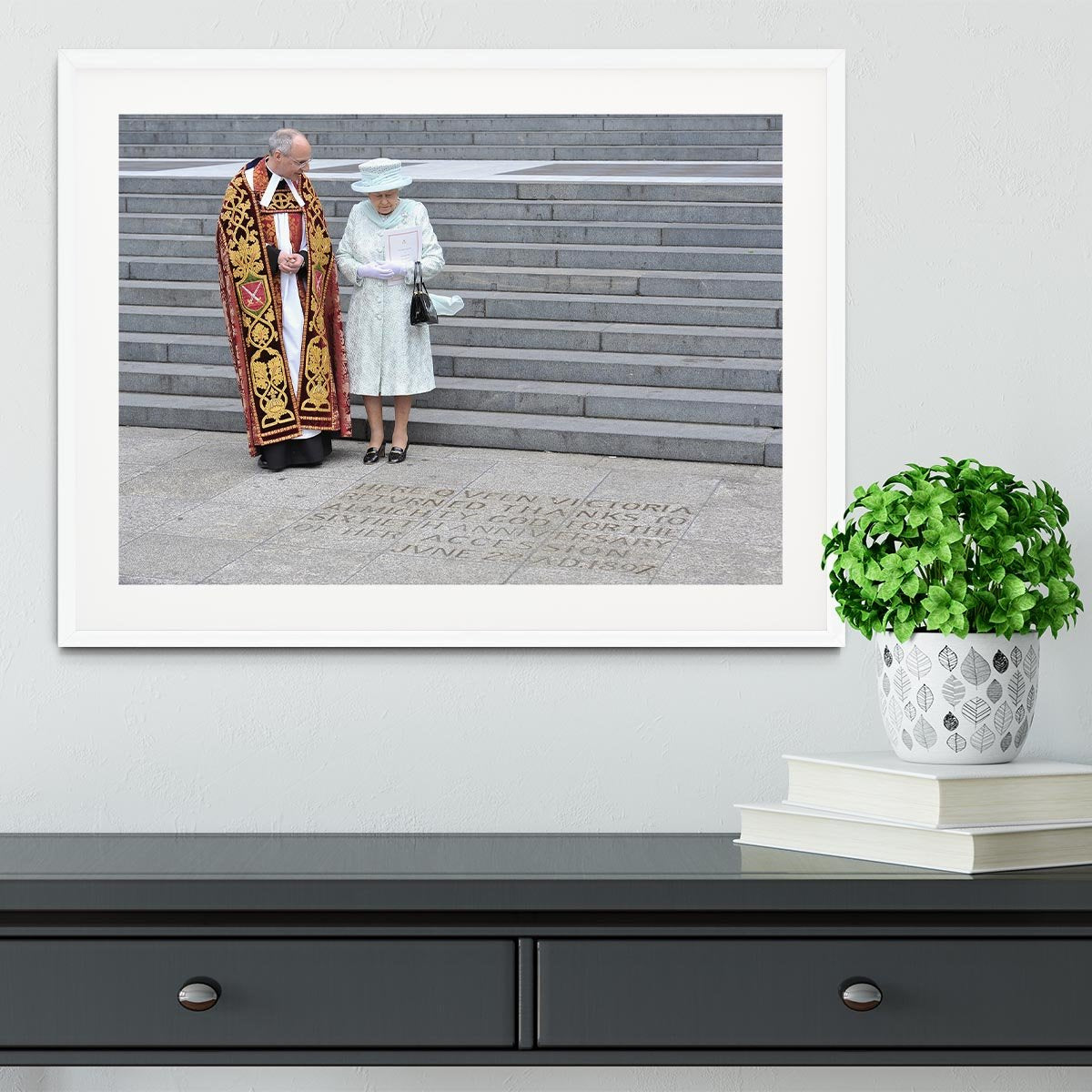 Queen Elizabeth II at her Diamond Jubilee service Framed Print - Canvas Art Rocks - 5