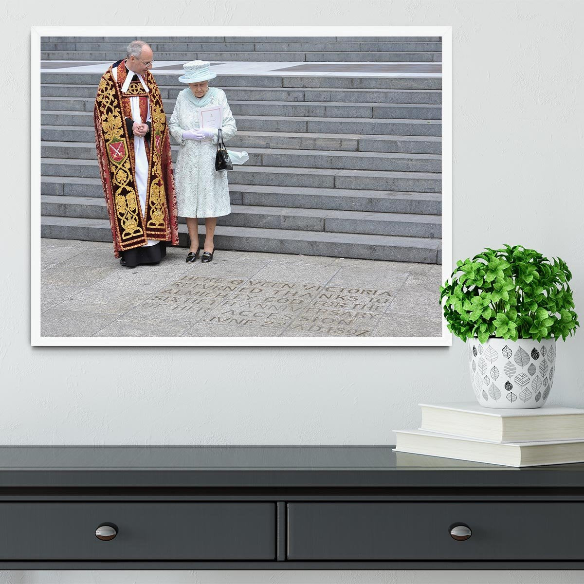 Queen Elizabeth II at her Diamond Jubilee service Framed Print - Canvas Art Rocks -6