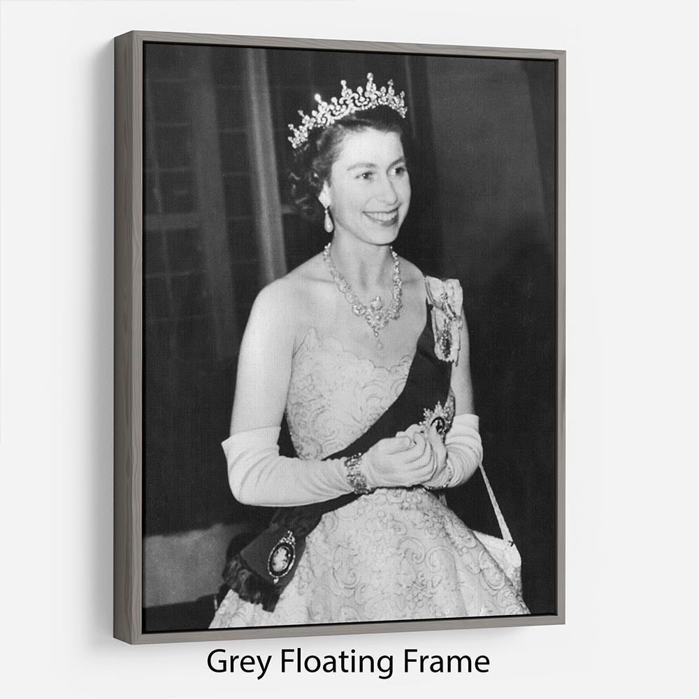 Queen Elizabeth II during her Coronation tour Floating Frame Canvas