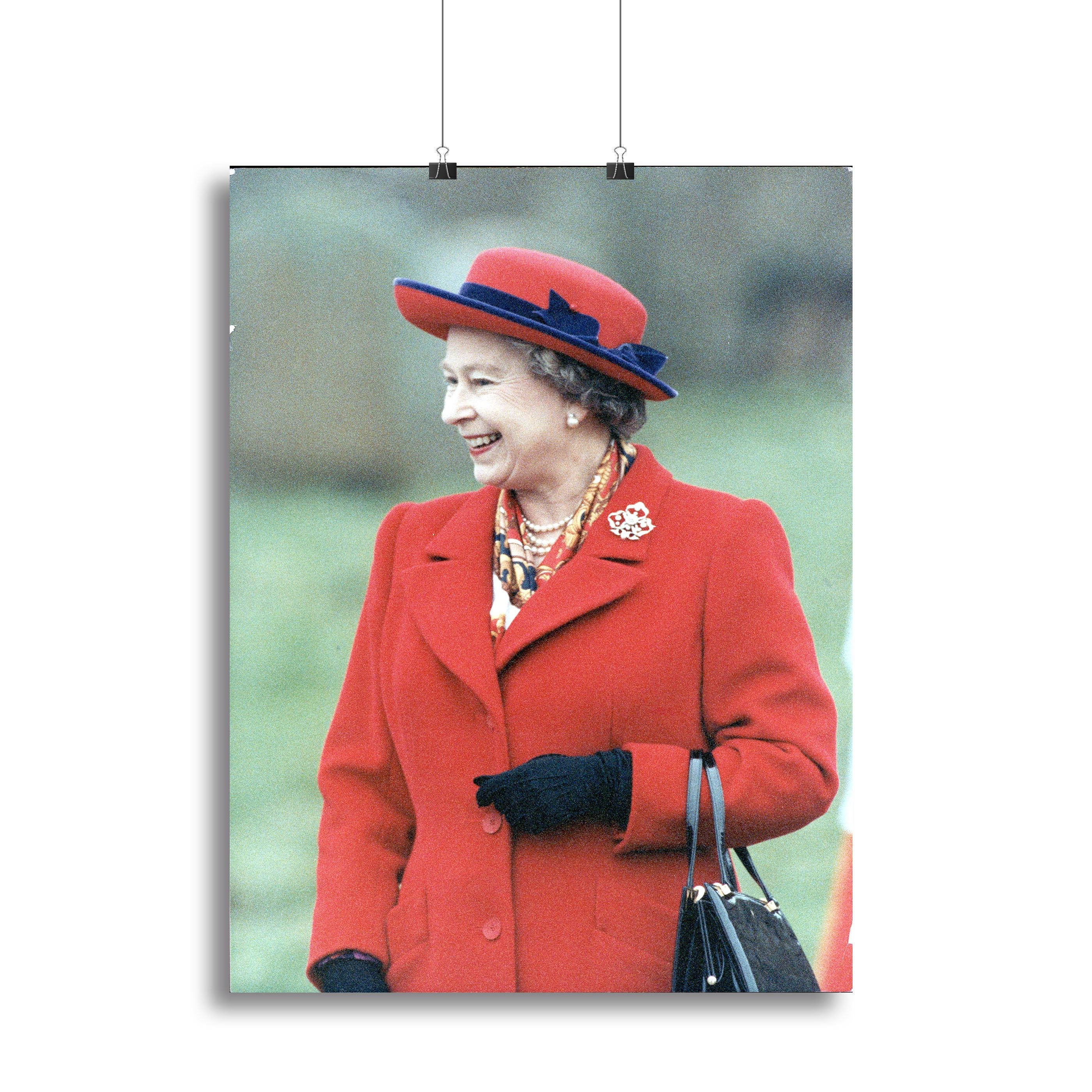 Queen Elizabeth II in a striking red coat at church in Norfolk Canvas Print or Poster