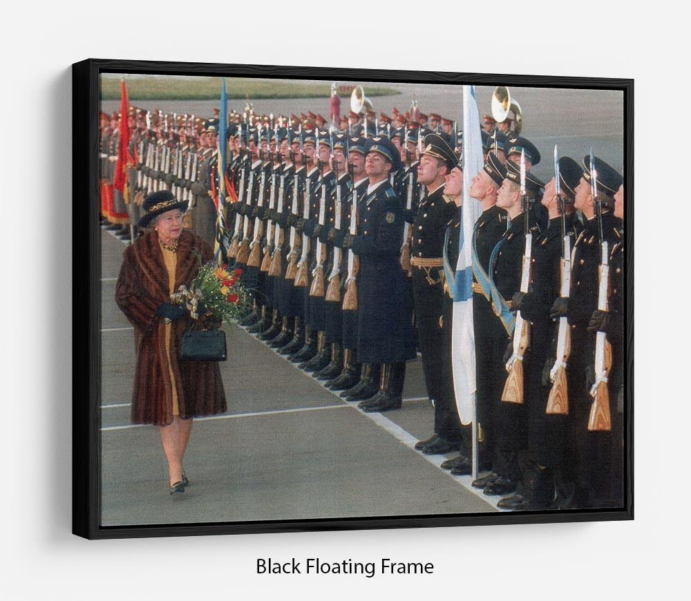 Queen Elizabeth II inspecting the guard of honour in Moscow Floating Frame Canvas