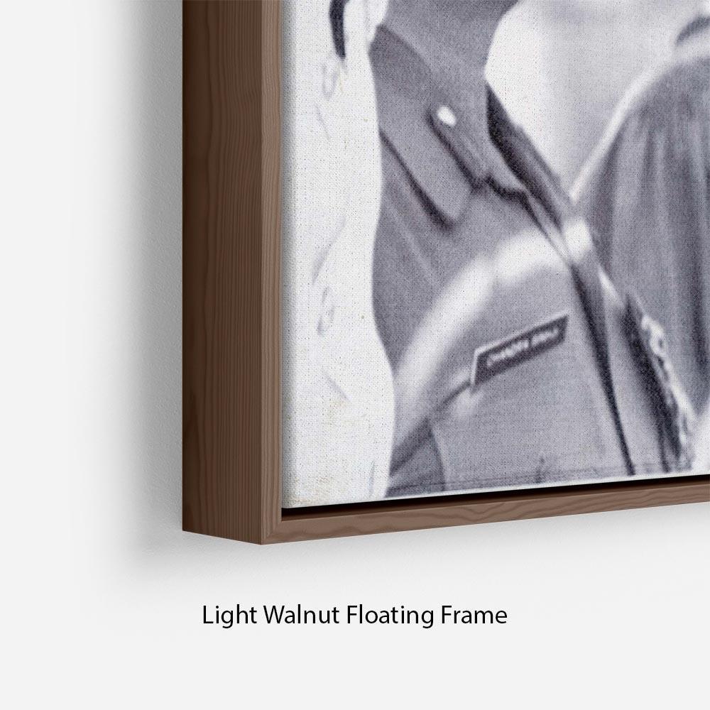 Queen Elizabeth II laughing during her tour of India Floating Frame Canvas