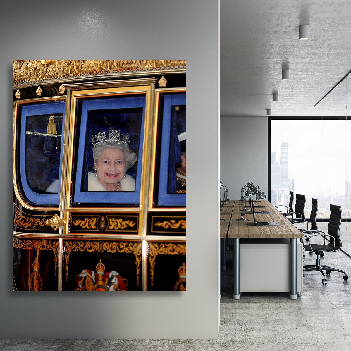 Queen Elizabeth II leaving the State Opening of Parliament Canvas Print or Poster