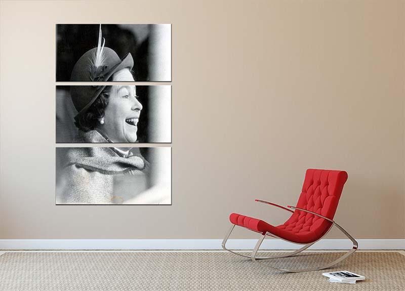 Queen Elizabeth II looking pleased at the Badminton Horse Trials 3 Split Panel Canvas Print - Canvas Art Rocks - 2