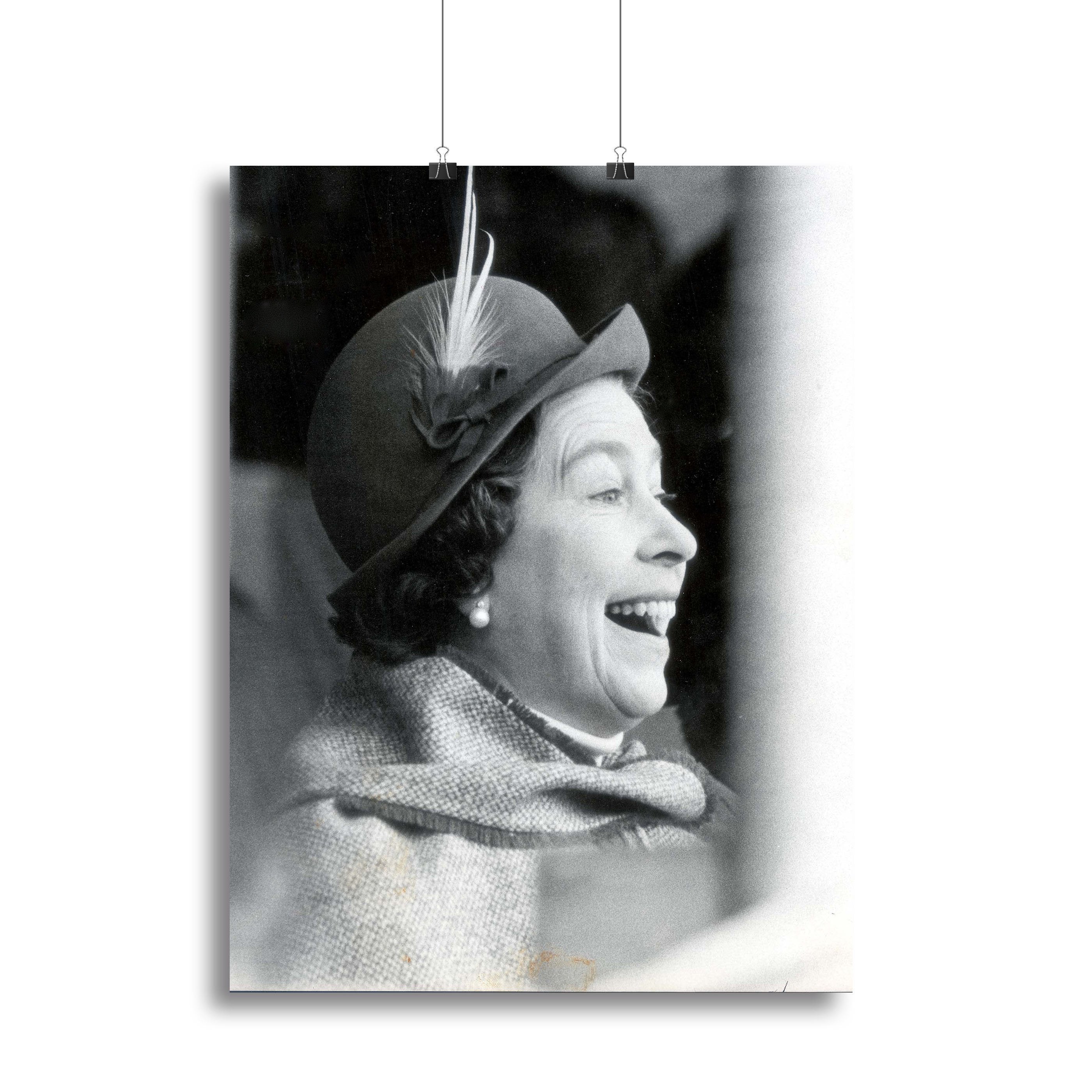 Queen Elizabeth II looking pleased at the Badminton Horse Trials Canvas Print or Poster