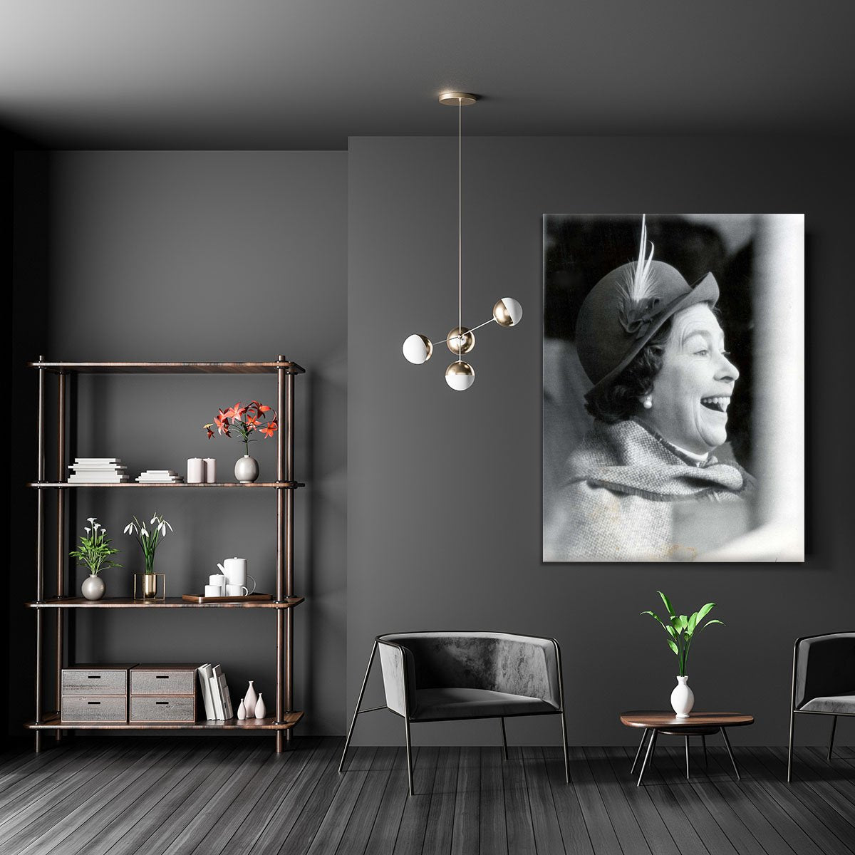 Queen Elizabeth II looking pleased at the Badminton Horse Trials Canvas Print or Poster