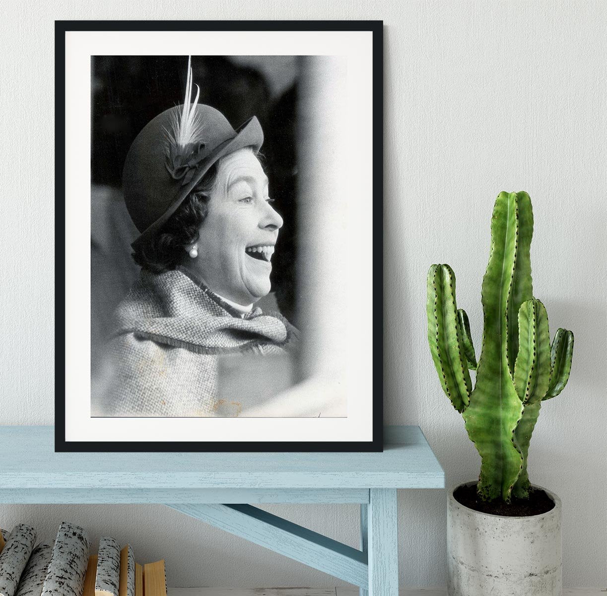 Queen Elizabeth II looking pleased at the Badminton Horse Trials Framed Print - Canvas Art Rocks - 1