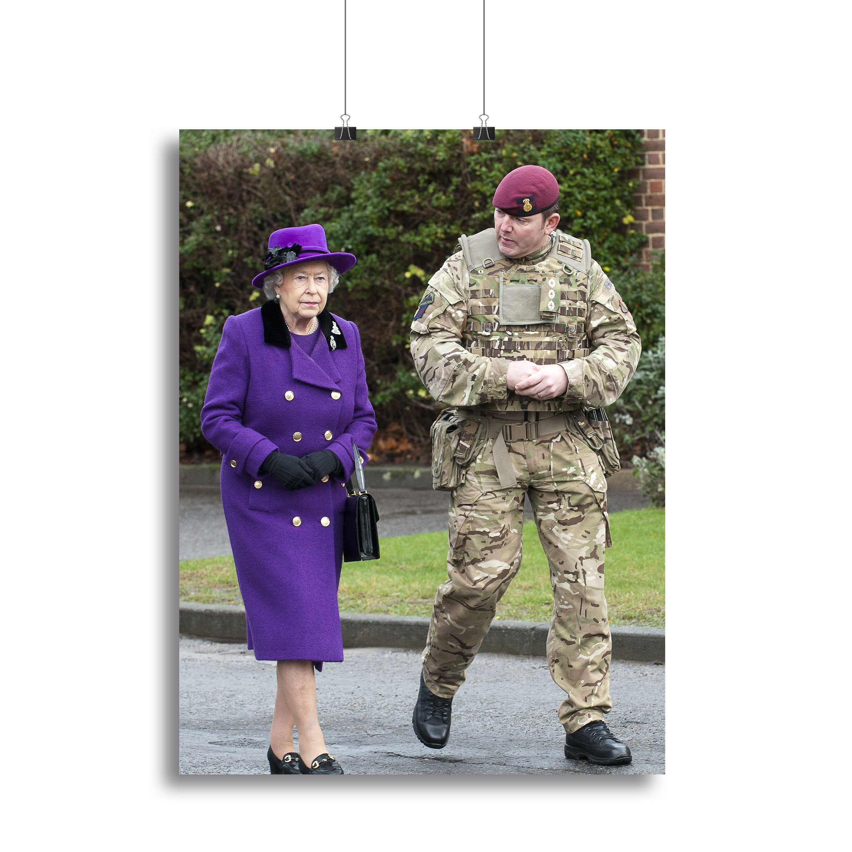 Queen Elizabeth II meeting members of the Household Cavalry Canvas Print or Poster