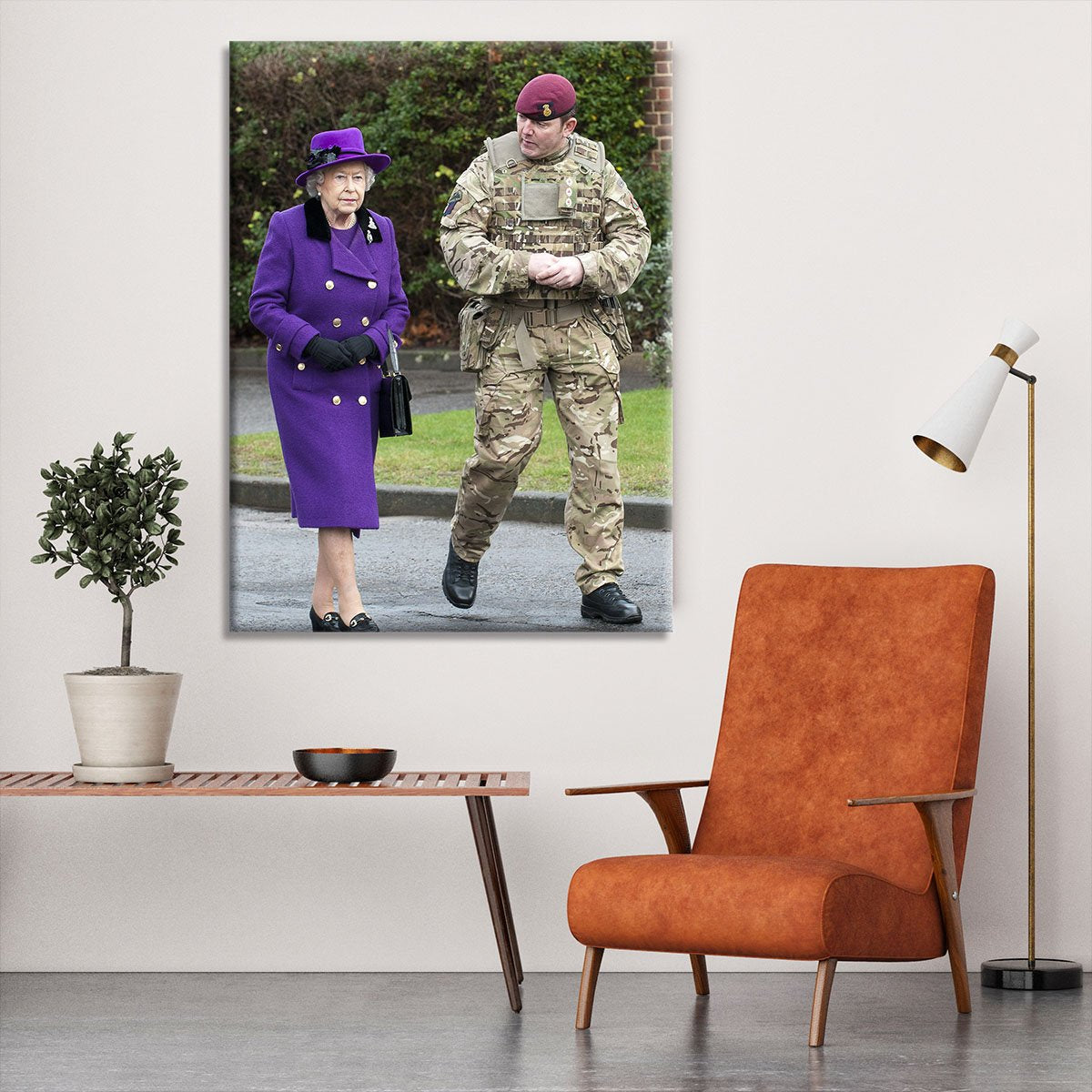 Queen Elizabeth II meeting members of the Household Cavalry Canvas Print or Poster