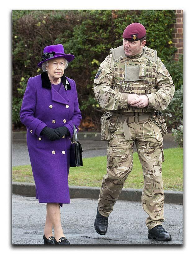 Queen Elizabeth II meeting members of the Household Cavalry Canvas Print or Poster  - Canvas Art Rocks - 1