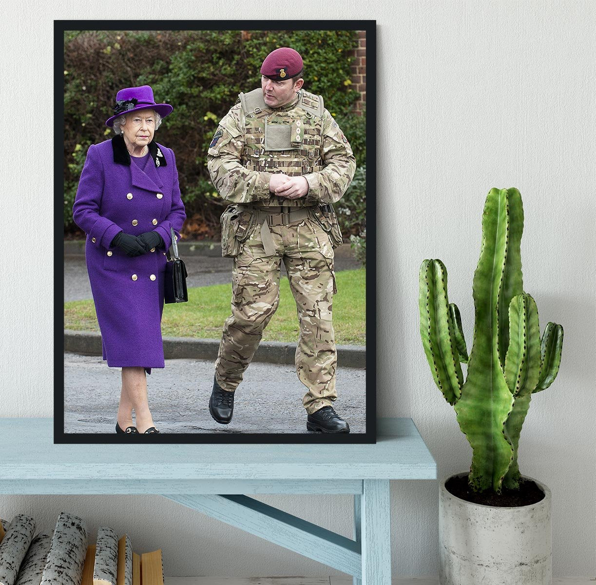 Queen Elizabeth II meeting members of the Household Cavalry Framed Print - Canvas Art Rocks - 2