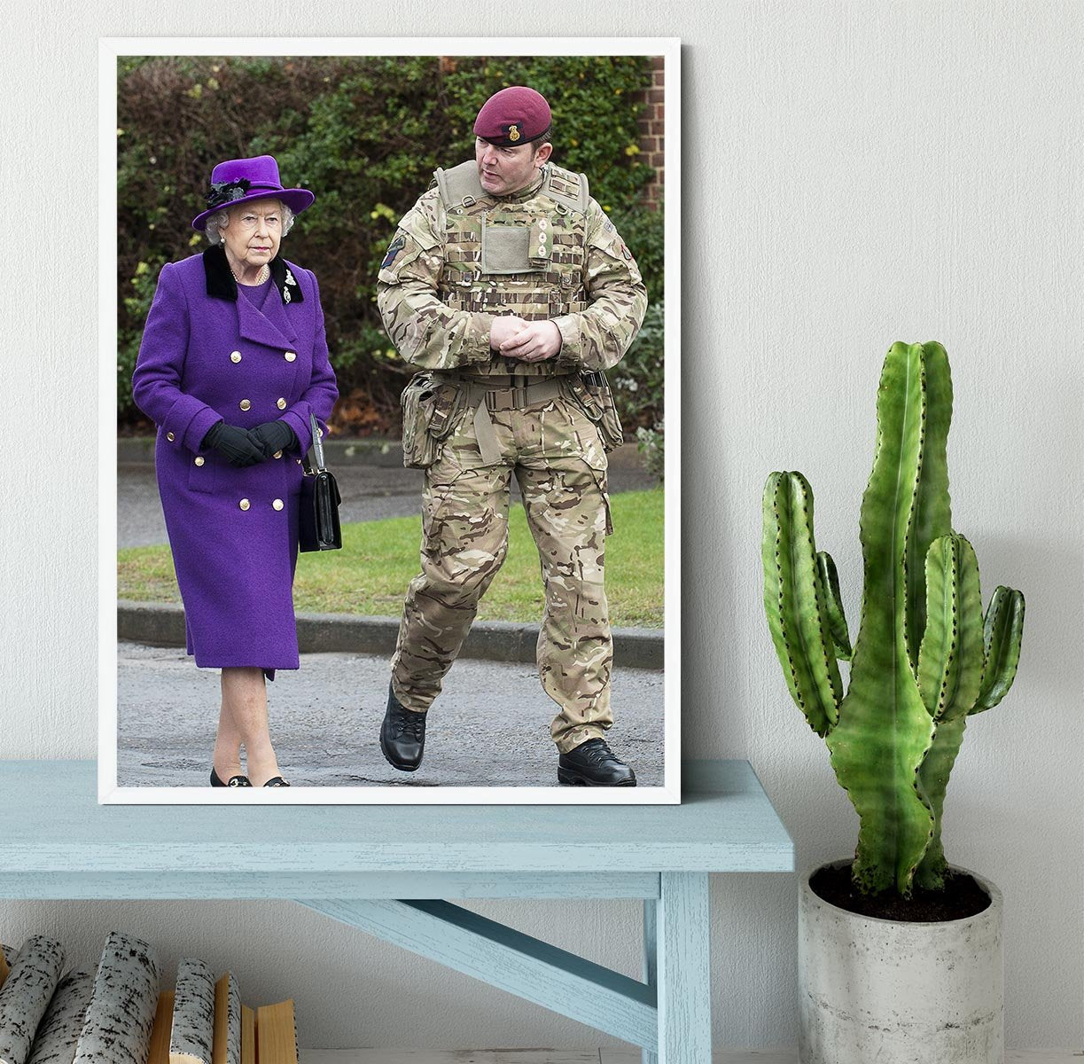 Queen Elizabeth II meeting members of the Household Cavalry Framed Print - Canvas Art Rocks -6