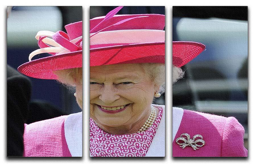 Queen Elizabeth II smiling at the Derby 3 Split Panel Canvas Print - Canvas Art Rocks - 1