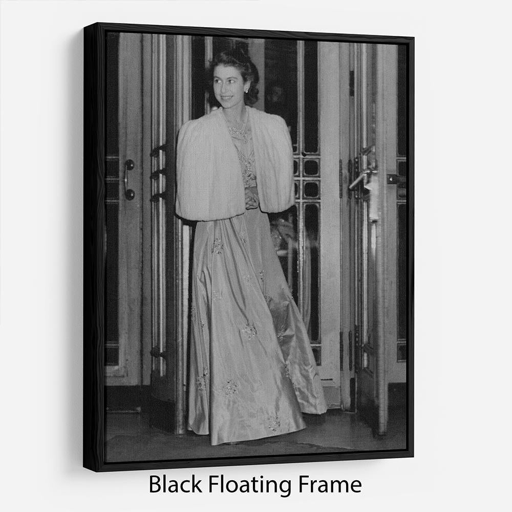 Queen Elizabeth II the day she was engaged to Prince Philip Floating Frame Canvas
