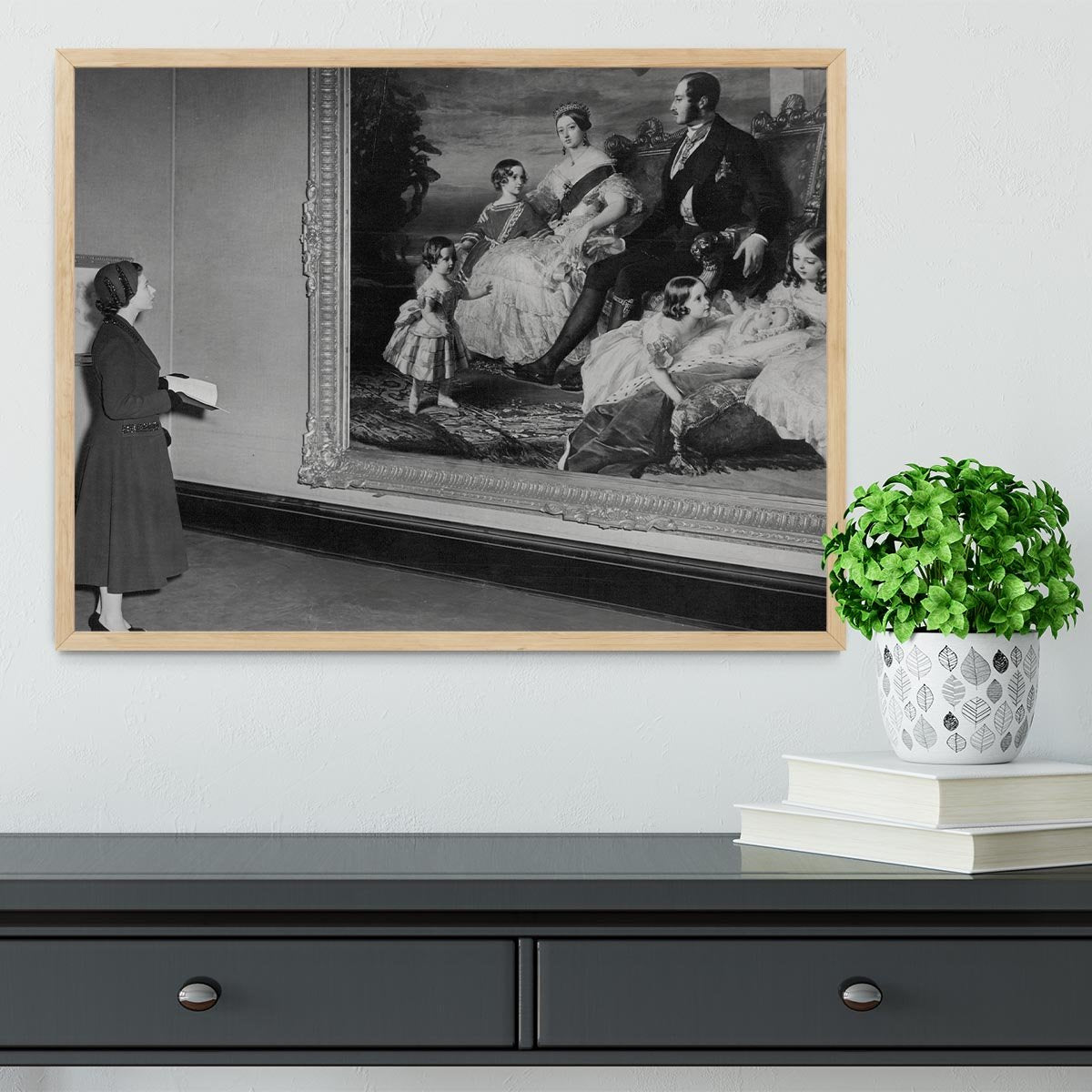Queen Elizabeth II viewing a portrait of Queen Victoria Framed Print - Canvas Art Rocks - 4