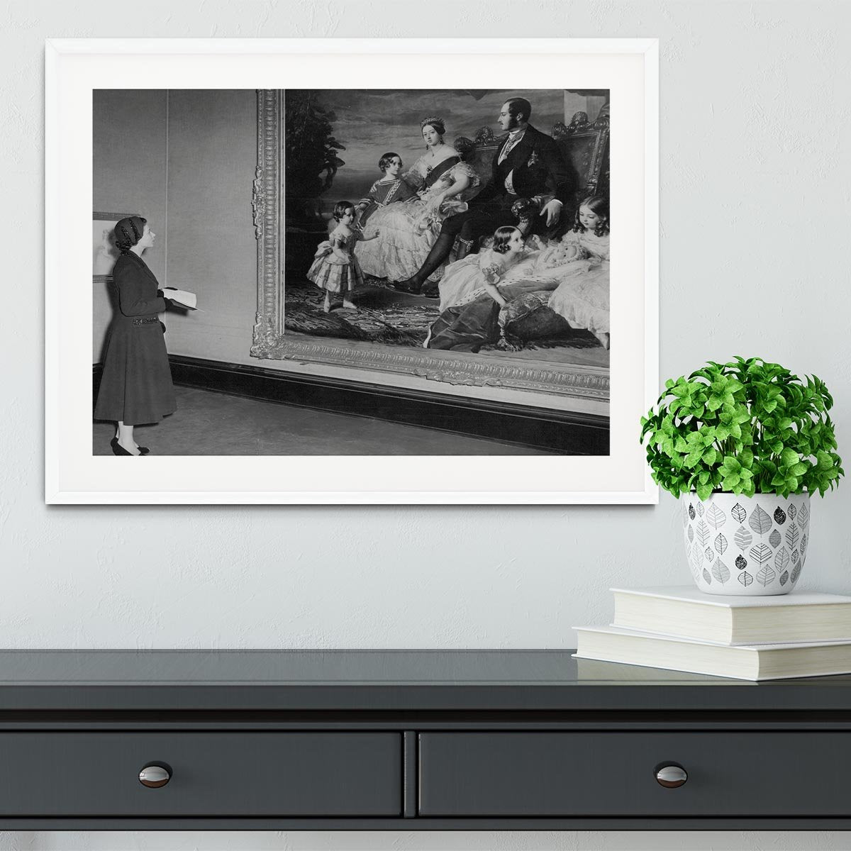 Queen Elizabeth II viewing a portrait of Queen Victoria Framed Print - Canvas Art Rocks - 5