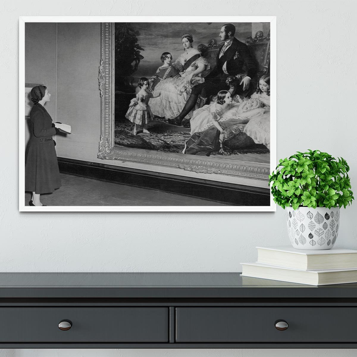 Queen Elizabeth II viewing a portrait of Queen Victoria Framed Print - Canvas Art Rocks -6