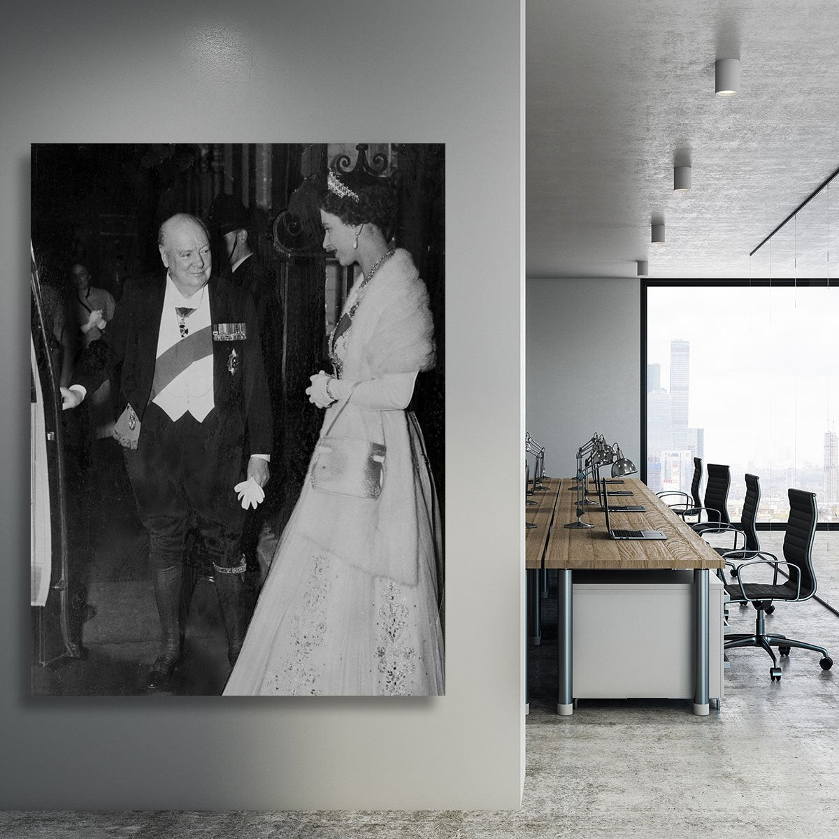 Queen Elizabeth II with Winston Churchill at Downing Street Canvas Print or Poster