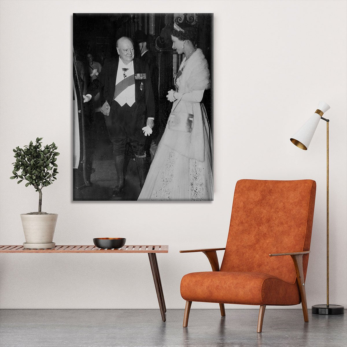 Queen Elizabeth II with Winston Churchill at Downing Street Canvas Print or Poster