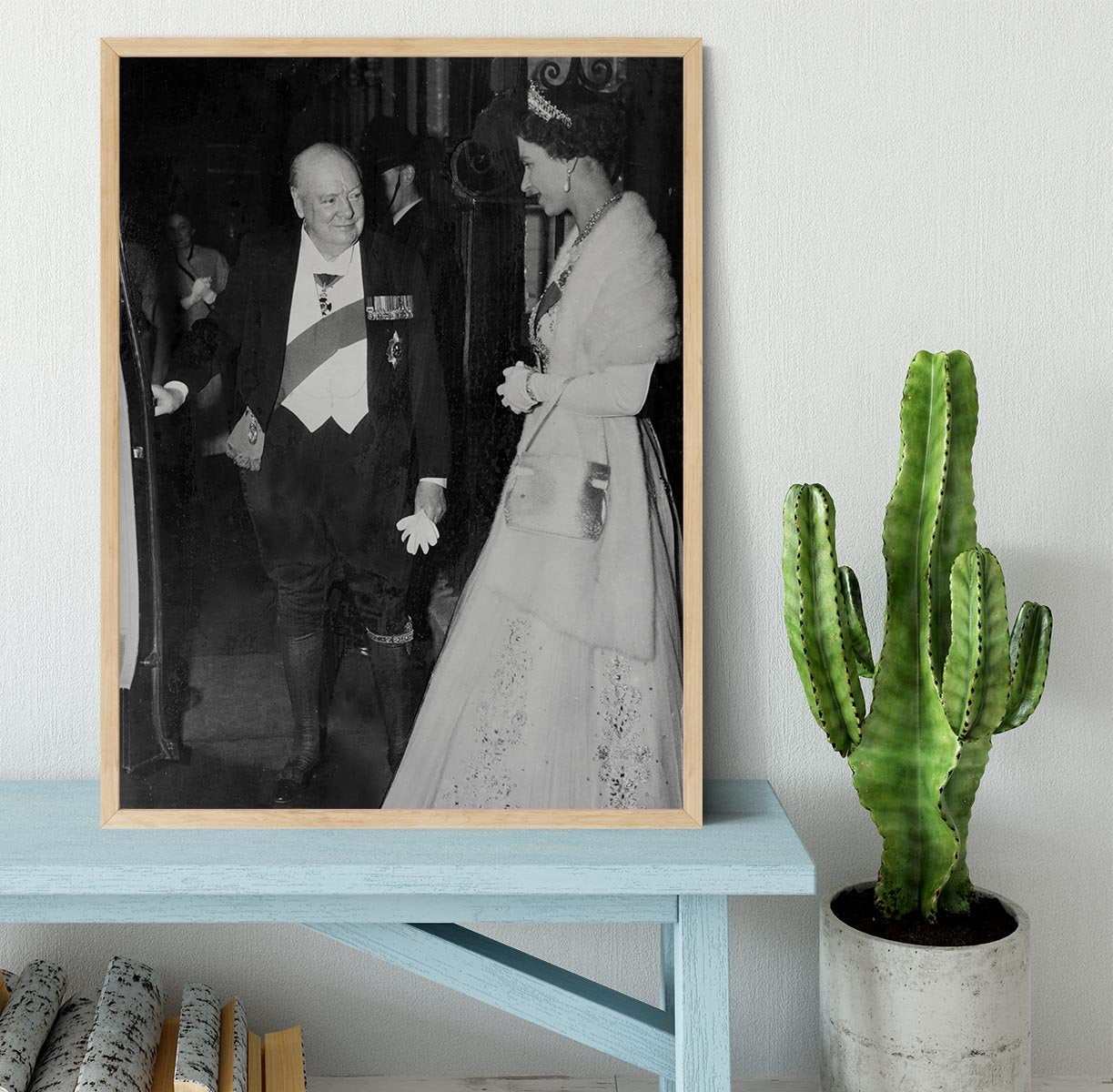 Queen Elizabeth II with Winston Churchill at Downing Street Framed Print - Canvas Art Rocks - 4