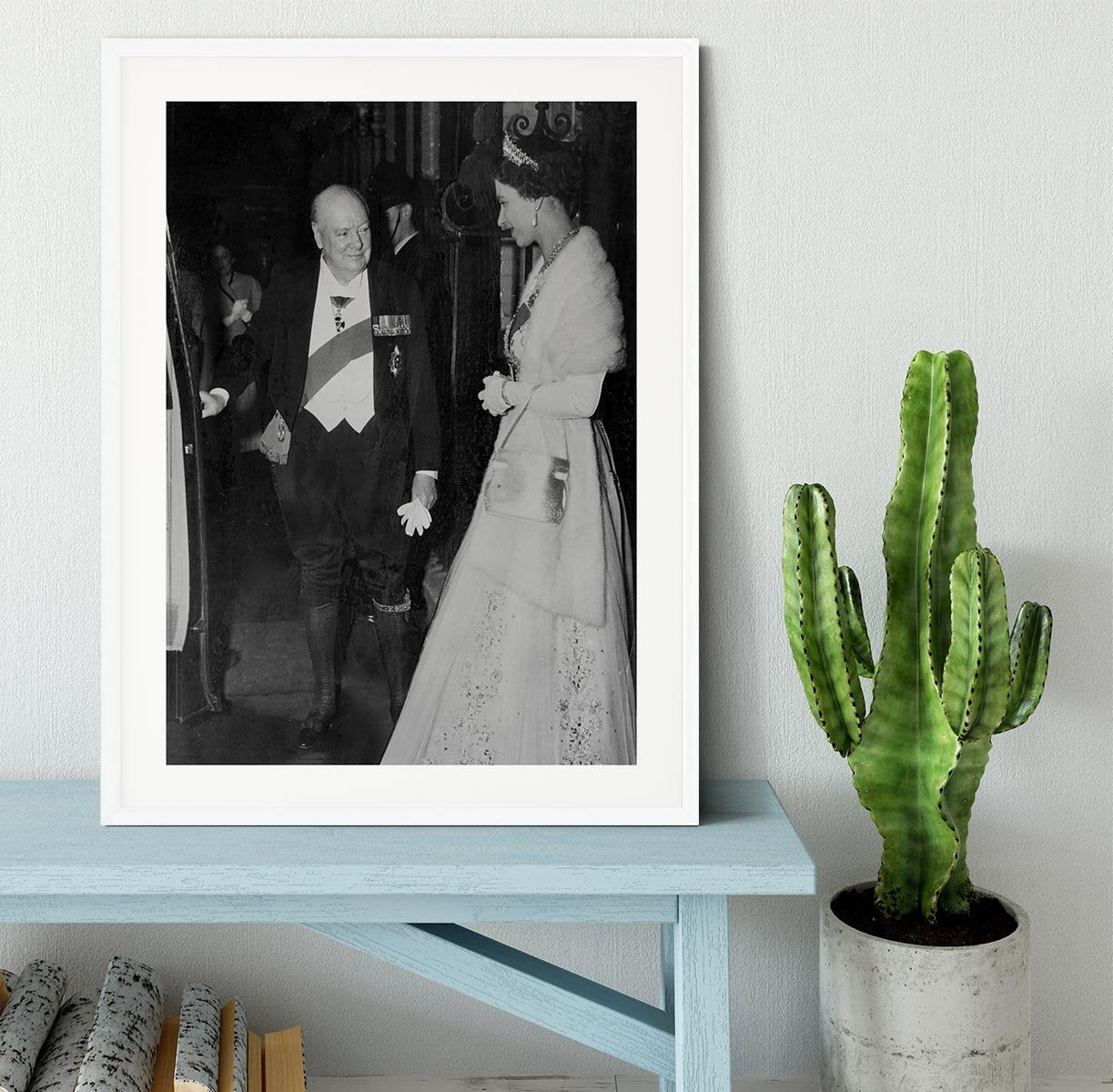 Queen Elizabeth II with Winston Churchill at Downing Street Framed Print - Canvas Art Rocks - 5