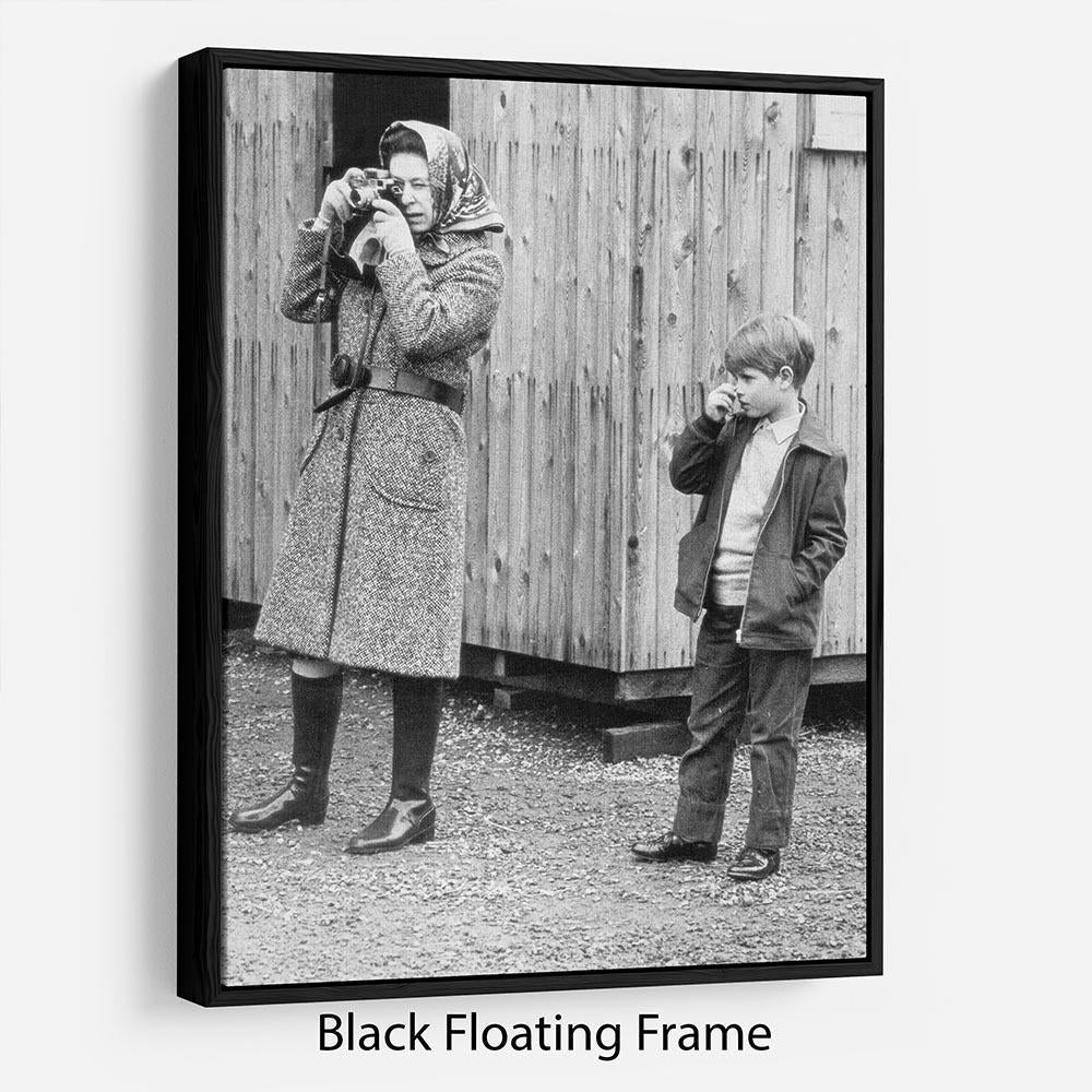 Queen Elizabeth II with a young Prince Edward Floating Frame Canvas