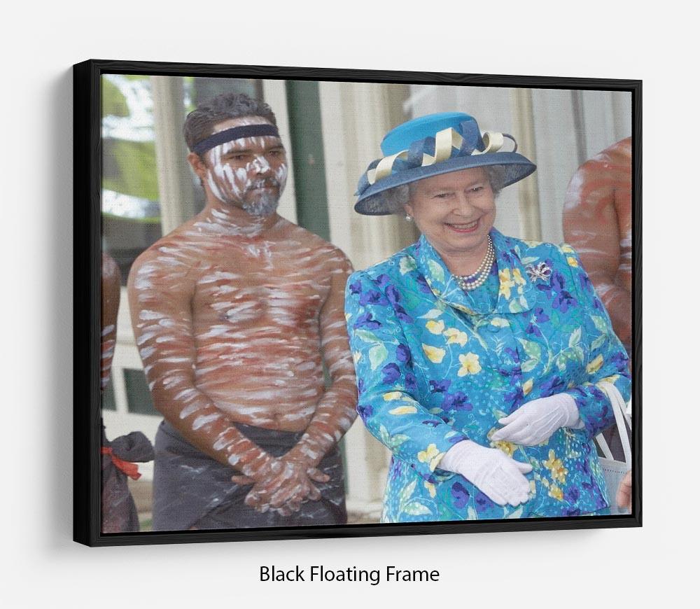 Queen Elizabeth II with an Aboriginal dancer in Australia Floating Frame Canvas