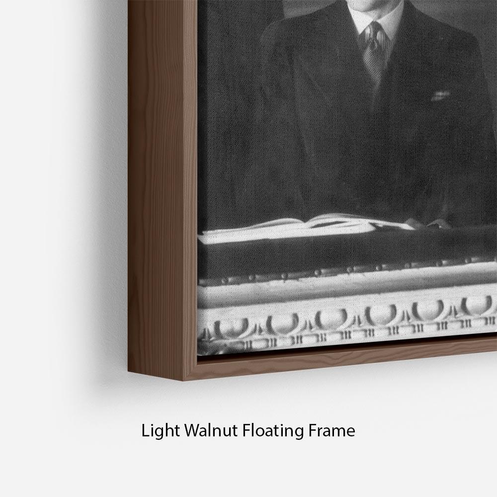 Queen Elizabeth II with her parents entranced viewing the stage Floating Frame Canvas