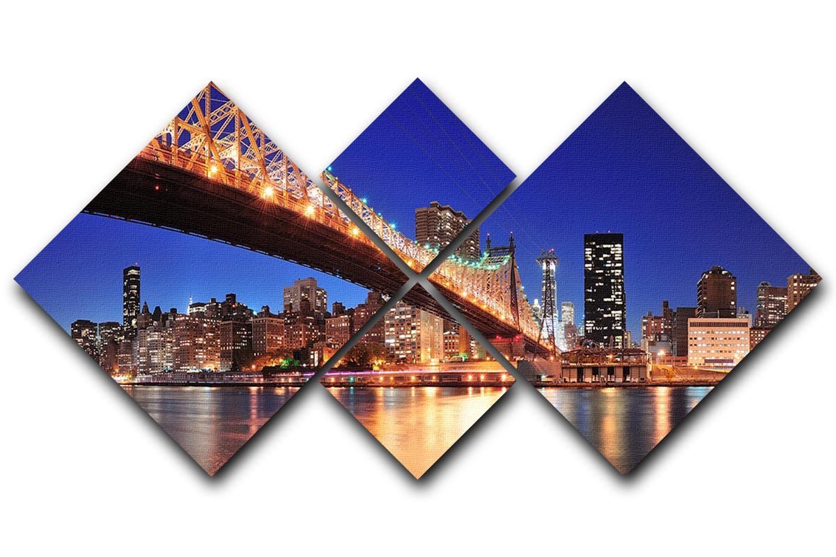 Queensboro Bridge over New York 4 Square Multi Panel Canvas  - Canvas Art Rocks - 1