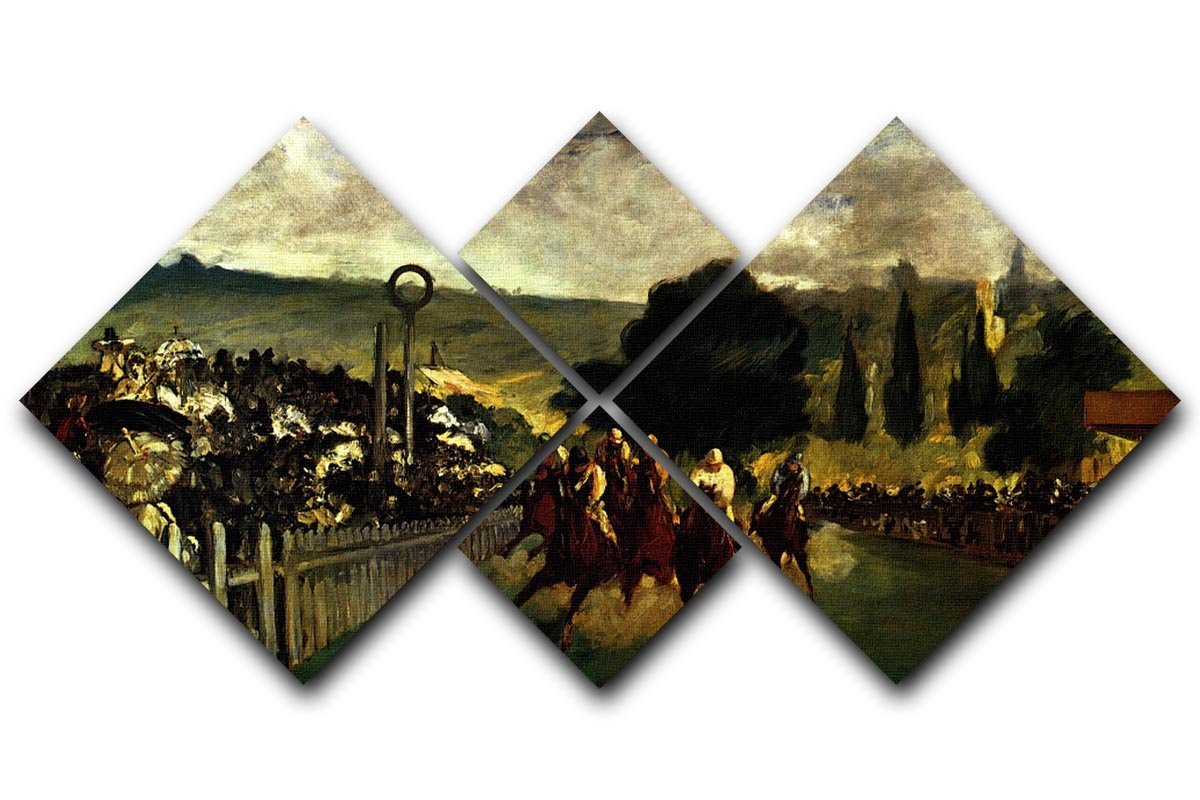 Race at Longchamp by Manet 4 Square Multi Panel Canvas  - Canvas Art Rocks - 1