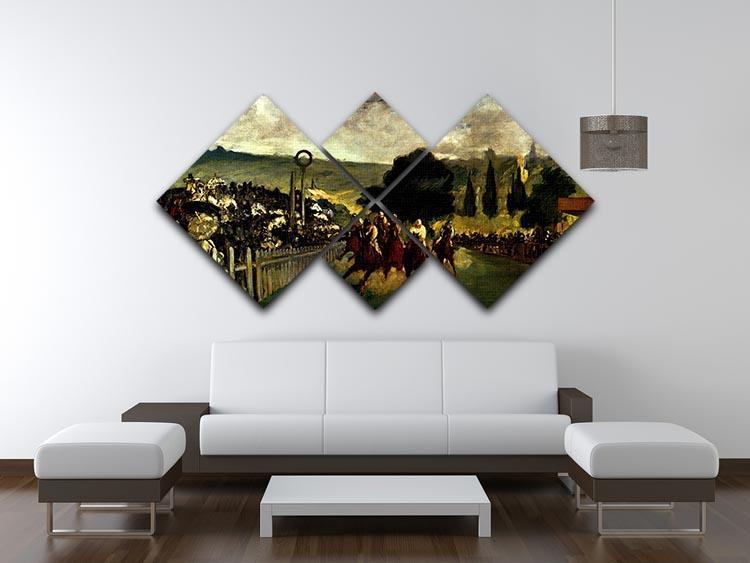 Race at Longchamp by Manet 4 Square Multi Panel Canvas - Canvas Art Rocks - 3